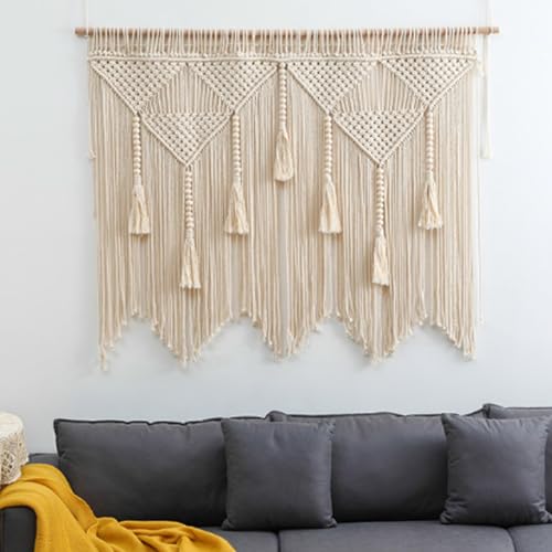 Tagtight Tapiz de pared de macram&eacute;, tapiz bohemio grande tejido, decoraci&oacute;n de pared, de cortina de...