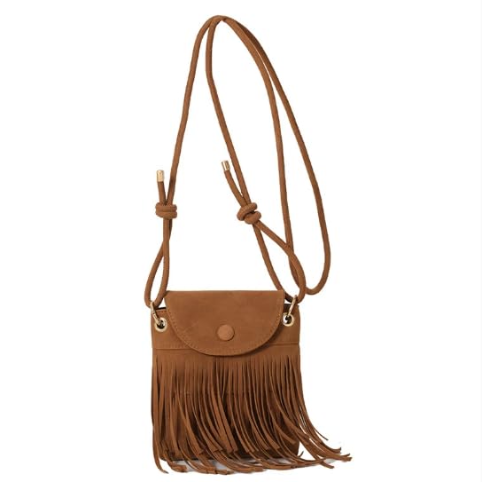 FIUTEKO Bolso de Mujer con Flecos Estilo Boho,Bandolera Vintage A&ntilde;os 70 de Gamuza Suave Bolso De Ante...