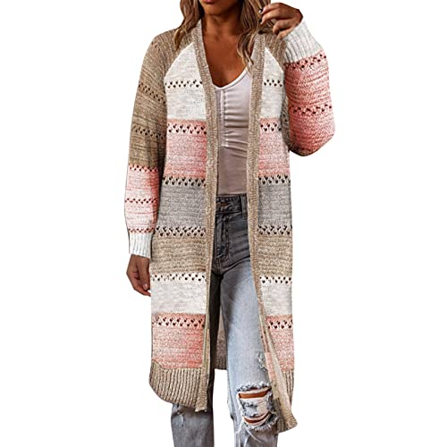 Chaqueta de punto boho de manga larga para mujer, frente abierto, cárdigan ligero, suéter de punto,...