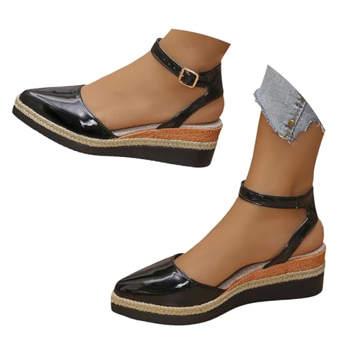 Sandalias de mujer elegantes sandalias de plataforma de tac&oacute;n alpargatas bohemias con correa el&aacute;stica...