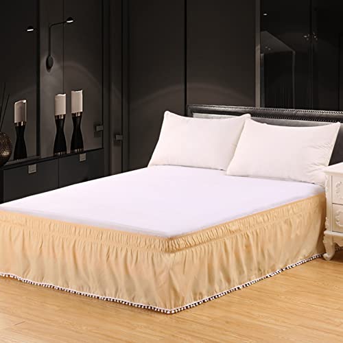 BAIAA Falda Cama Pompones, Cenefa Elástica para Cama, Sábanas De Poliéster Cepillado con Volantes,...