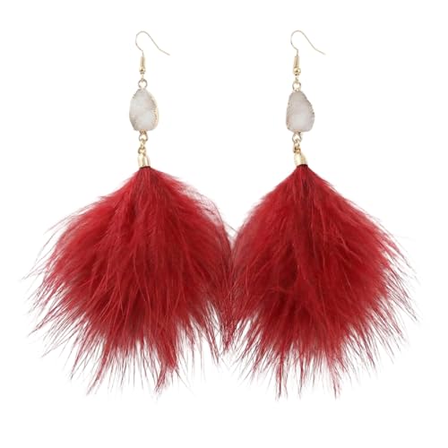 1 par pendientes plumas rojas vintage bellos colores vivos, pendientes largos, plumas, pendientes largos...