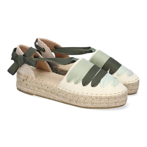 92397 Alpargarta Plana Estilo Valenciana para Mujer, Comodas y Elegantes, Diseno Moderno con Cintas en la...