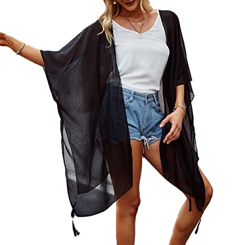 para Mujer Cover Ups Gasa Estampado Floral Kimono Suelto Chal c&aacute;rdigan Boho Verano Blusa Informal Top...