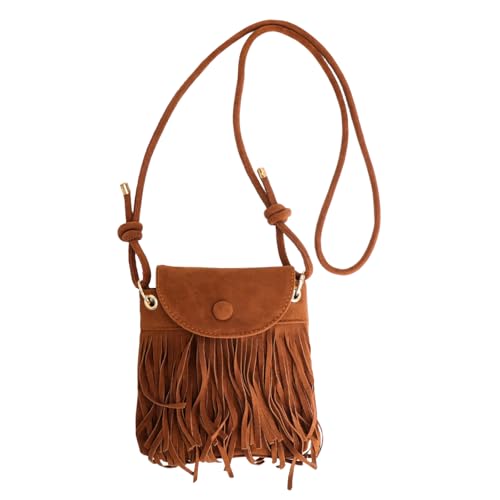 VQBKHO Bolso de Mujer con Flecos Estilo Boho,Bandolera Vintage A&ntilde;os 70 de Gamuza Suave Bolso De Ante con...
