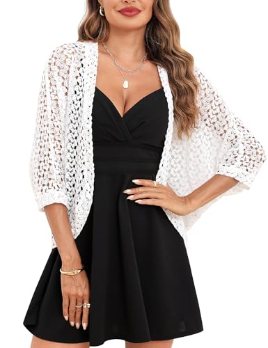 Gyabnw Bolero Mujer C&aacute;rdigans de Crochet Ligero Torera Chaqueta para Boda Fiesta Manga 3/4