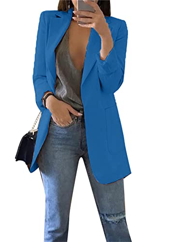 YMING Chaquetas Ligeras De Mujer Traje De Invierno Work Jackets Soft Business Blazers Azul Oscuro 3XL