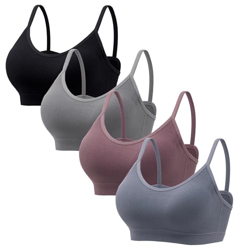 HBselect 4Pcs Sujetador sin Aros para Mujer C&oacute;modo Bralette Mujer sin Costuras, Bralette Confeccionado...