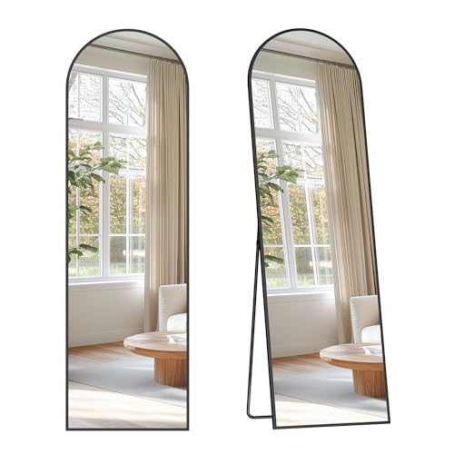 SONGMICS Espejo de Cuerpo Entero, 150 x 40 cm, Espejo Arqueado con Soporte, con Marco de Aleaci&oacute;n de...