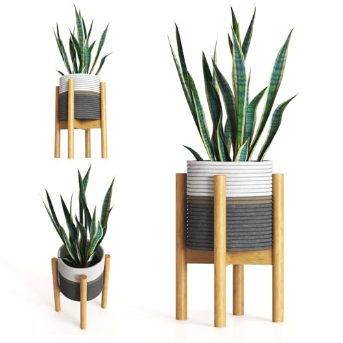 LA CASITA DE AMARA - Conjunto Macetero Textil + Soporte Plantas Bamb&uacute; para Plantas Artificiales...
