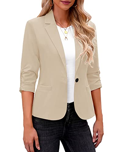 Roskiky Blazer Mujer Elegante Chaqueta Dressy Manga 3/4 Blazer Negocios Casual Trajes para el Trabajo,...