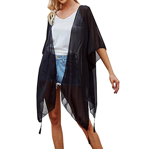 Mujer Cover Ups Gasa Estampado Floral Kimono Suelto Chal c&aacute;rdigan Boho Verano Blusa Informal Top Sexy...