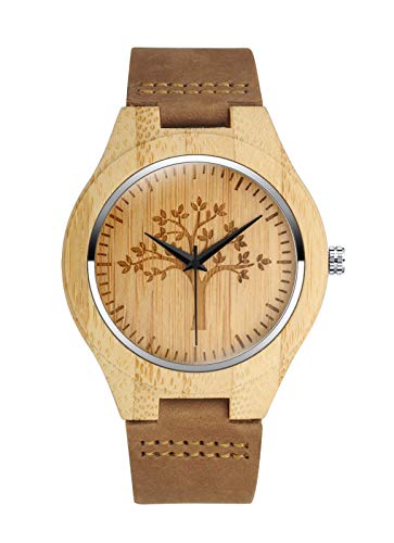 MICGIGI Relojes de Madera de Cuarzo anal&oacute;gicos para Hombres y Mujeres Reloj de Pulsera con Correa de...
