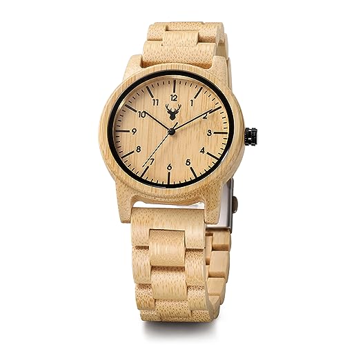 LeeEv Uwood Series 40mm Unisex Reloj de Madera Natural Hecho a Mano con Caja de Regalo y Correa...