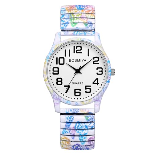 JewelryWe Reloj El&aacute;stico Cuarzo Anal&oacute;gico: Reloj Boho para Mujer N&uacute;meros Grandes Claro F&aacute;cil Lectura...