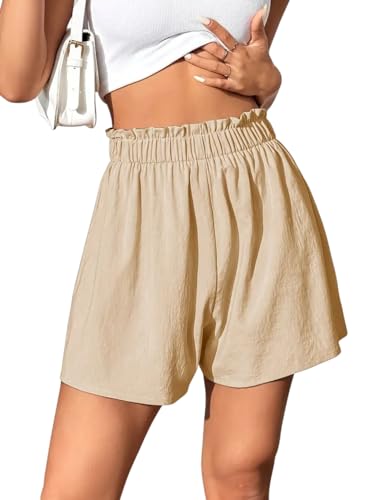 Pantalones Cortos Mujer Verano Deportivo Cintura Alta Elástica Cordón Shorts Playa Holgados de Pierna...