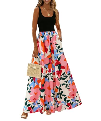ABINGOO Vestido Largo Verano Mujer Boho Sin Mangas Cuello Redondo Ligero Elegante Maxi Casual Playa...