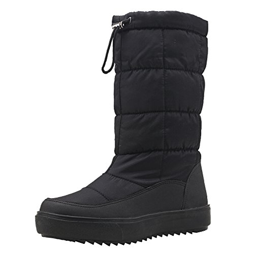 Shenji Botas mujer invierno - Botas de Nieve con altas de cremallera H7624 Negro 39