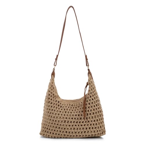 EVEOUT Bolso Bandolera de Ganchillo para Mujer Boho Bolso de Hombro Tejido de Nylon con Dos Correas para...