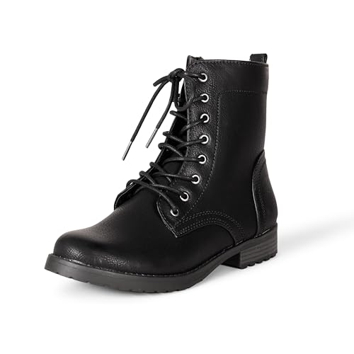 Amazon Essentials Botas de combate con cordones para mujer, color negro, talla 12