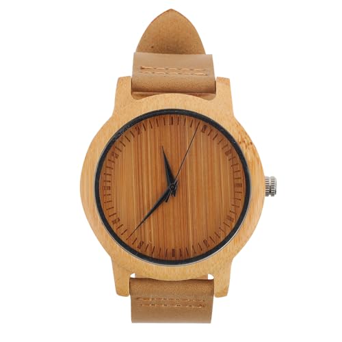 GLEAVI Relojes de Bamb&uacute; Reloj de Pulsera de Madera de Bamb&uacute; Simplicity Reloj de Cuarzo de Moda para...