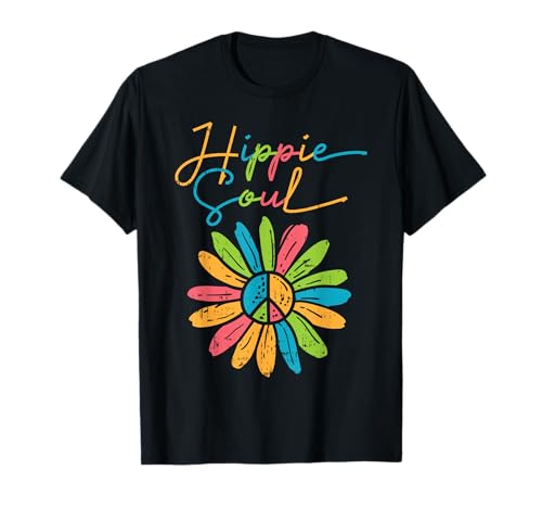Hippie Soul Peace Flower Retro Floral Hippi Hippy Women Camiseta
