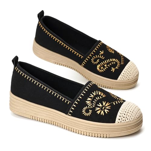 GLAMORA Bailarinas Mujer Manoletinas Merceditas Slip On Lona Zapatos Planos Plataforma Baja Zapatillas...