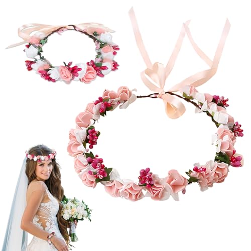 Corona de Flores para Ni&ntilde;a - Diadema de Comuni&oacute;n Elegante y Diadema Floral para Ceremonias, Compatible...