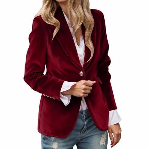 Generisch Blazer de Terciopelo para Mujer Business Casual Chaquetas de Traje Vintage Elegante Abrigo de...