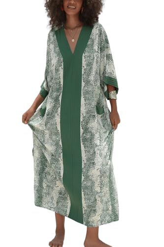 YouKD Vestido largo tipo kimono bohemio para mujer, bata de playa, talla grande, talla &uacute;nica, F Color 3,...