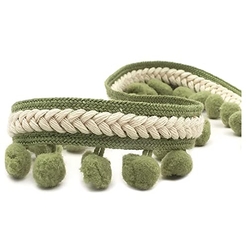 SHTGOI Pomponborte Borte 5 Yards 12 mm Pompon Ribete para Coser Pom Poms Flecos Borla Encaje Cinta de...