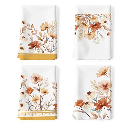 Arquiel Set de 4 Pa&ntilde;os y Toallas de Cocina 100% Algod&oacute;n - Suaves y Absorbentes para Platos, T&eacute; y Barra...