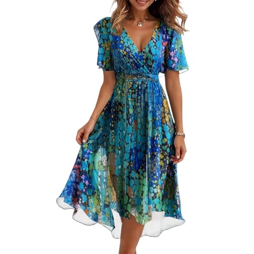 Vestidos Mujer Verano 2026 Ropa Mujer Playa Cuello en V Ropa Boho Primavera Casual Vestido Manga Corta...