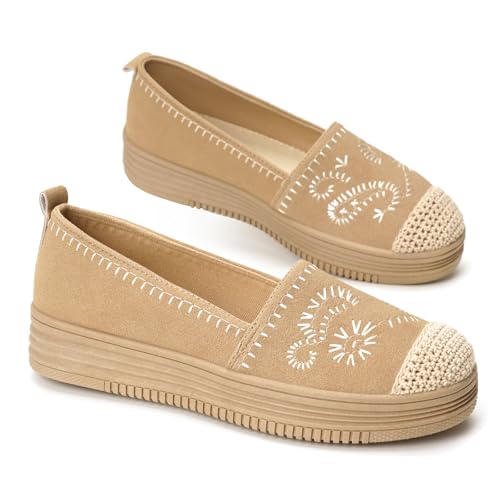 GLAMORA Bailarinas Mujer Manoletinas Merceditas Slip On Lona Zapatos Planos Plataforma Baja Zapatillas...