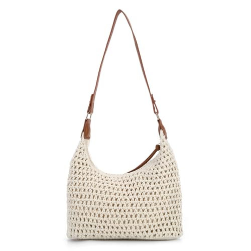 EVEOUT Bolso Bandolera de Ganchillo para Mujer Boho Bolso de Hombro Tejido de Nylon con Dos Correas para...