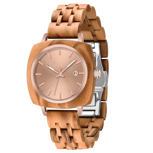 Tiong Reloj de madera para mujer, relojes de madera de bamb&uacute; coloridos, anal&oacute;gicos, de cuarzo, para...