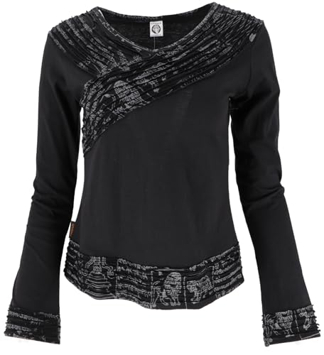 GURU-SHOP, Camisa de Manga Larga Boho-Chic, Beige, Algodón, Tamaño:L (40), Suéteres, Sudaderas de...