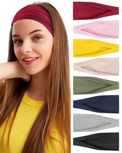 BELEVO 8 Pcs Diadema Mujer, El&aacute;stico Diademas Pelo Mujer Deporte Cinta Pelo Absorbente del Sudor Cinta...