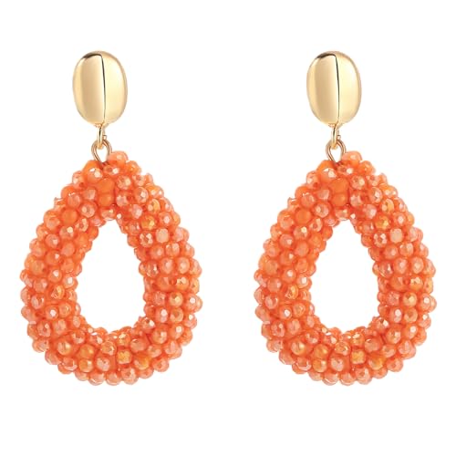 GAZIL Pendientes Colgantes Boho para Mujer, Naranja, Pendientes Statement Trenzados con Cuentas, Joyer&iacute;a...
