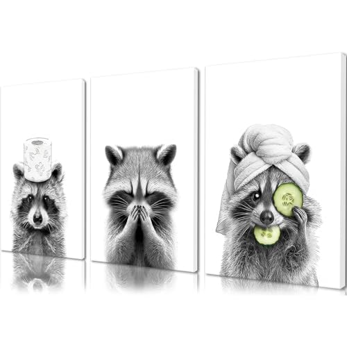 3 Juego de Cuadro Mapaches Ba&ntilde;o Cuadros Decorativos Decoracion Ba&ntilde;o P&oacute;steres de Pared Para Ba&ntilde;o...