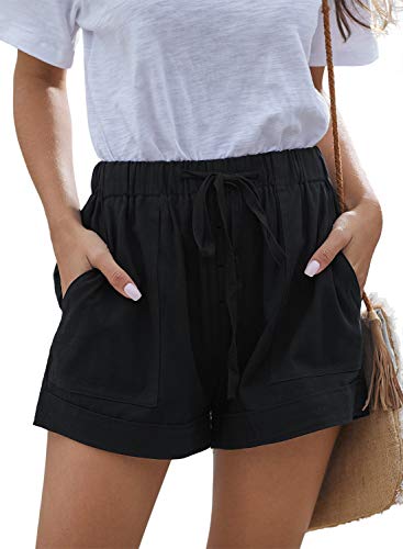 HVEPUO Originales para Mujer Pantalones Cortos Ropa Aesthetic Verano 2021 Negro M