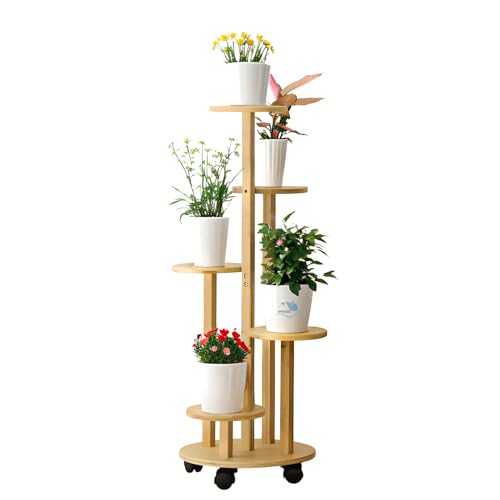 HMAKGG Soporte Plantas Interior Exterior, Estanteria Plantas de Bamb&uacute;, Maceteros Exterior 5 Niveles con...