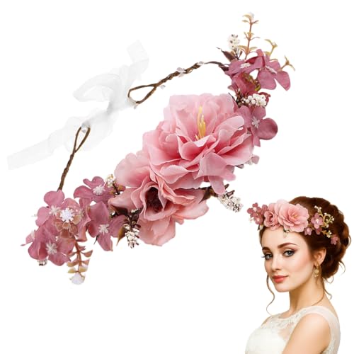 Corona de Flores Diadema Flor Corona Ajustable Diademas de Flores Garland Guirnalda Diadema Corona Cinta...