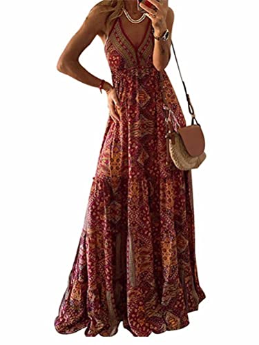 ticticlily Vestidos de Verano Mujer 2022 Largos Elegantes Casaul Vestido sin Manga y Cuello V Vestido...