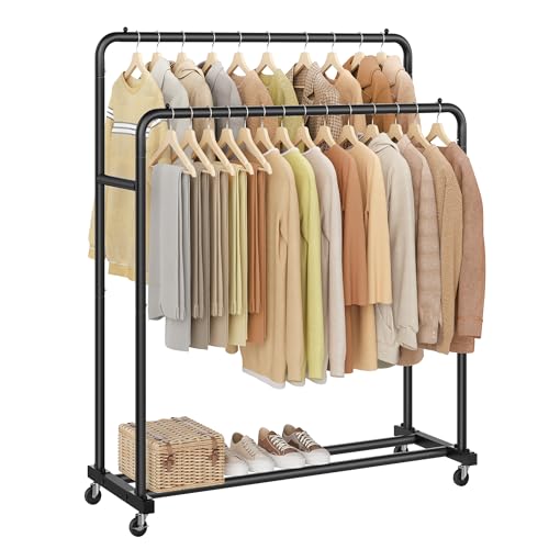 SONGMICS Perchero para Ropa con Ruedas, Burro Ropa M&oacute;vil, 2 Ruedas con Freno, para Dormitorio, Carga de...