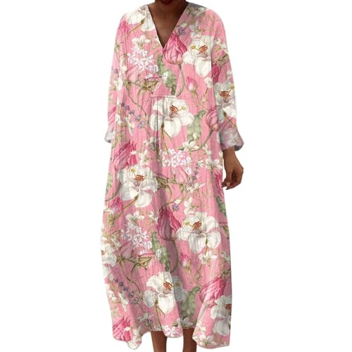 Vestidos Mujer Verano 2026 Boho Vestido Largo Casual para Disimular Tripa Talla Grande Manga Larga de...