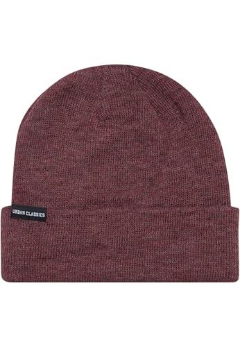Urban Classics Gorro básico con Solapa Punto, Rojo (Burgundy Melange 00614), Talla única Unisex Adulto