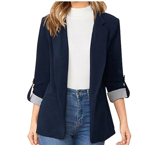 L9WEI Bl&eacute;iser entallado para mujer, para oto&ntilde;o e invierno, elegante, de vestir, con solapa, dise&ntilde;o...