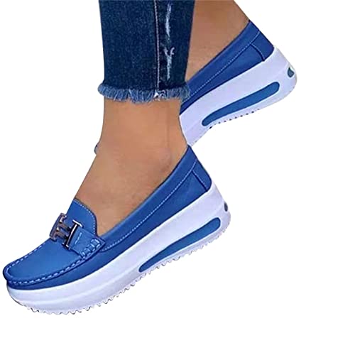 VALINK Mocasines de plataforma c&oacute;modos para mujer, zapatos planos casuales de poliuretano para caminar,...