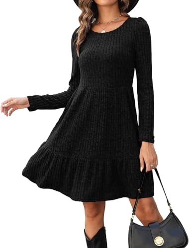Zetieny Vestidos Mujer Su&eacute;ter de Punto de Manga Larga Cuello Redondo A-Line Casual T&uacute;nica Vestidos de...